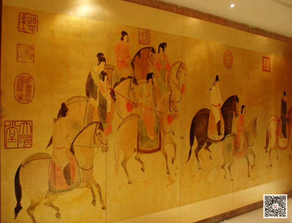 张家口酒店金箔画_酒店金箔壁画定制