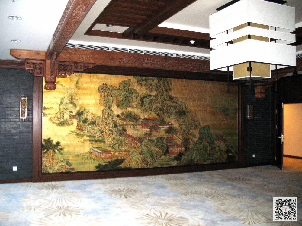沧州酒店金箔画_酒店金箔壁画定制