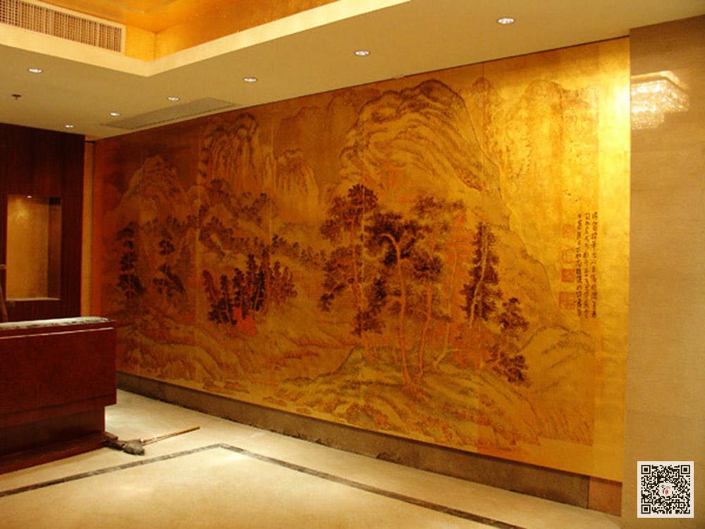 大同酒店金箔画_酒店金箔壁画定制