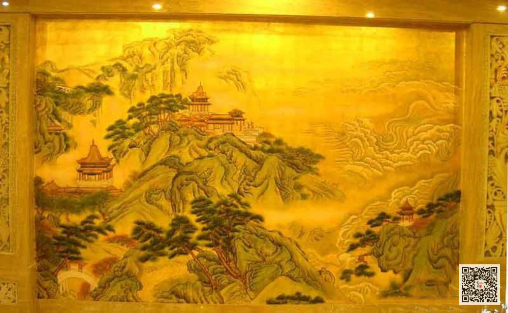 定西金箔画_酒店金箔壁画定制