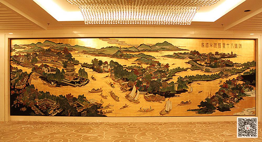 青海金箔画_酒店金箔壁画定制