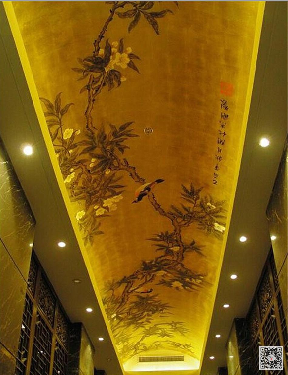 十堰金箔画_酒店金箔壁画定制