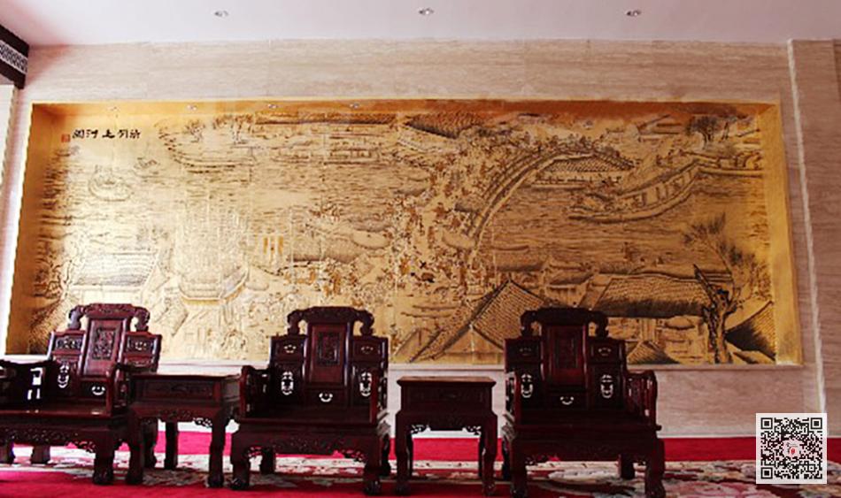 莱芜金箔画_酒店金箔壁画定制