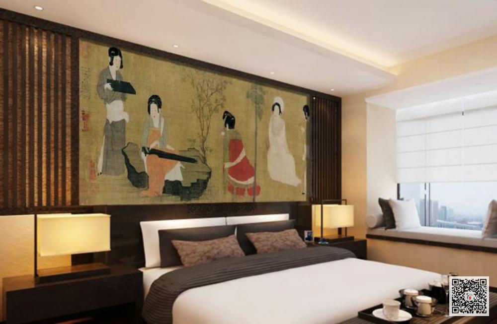 郑州酒店国画壁画_酒店包房国画壁画定制