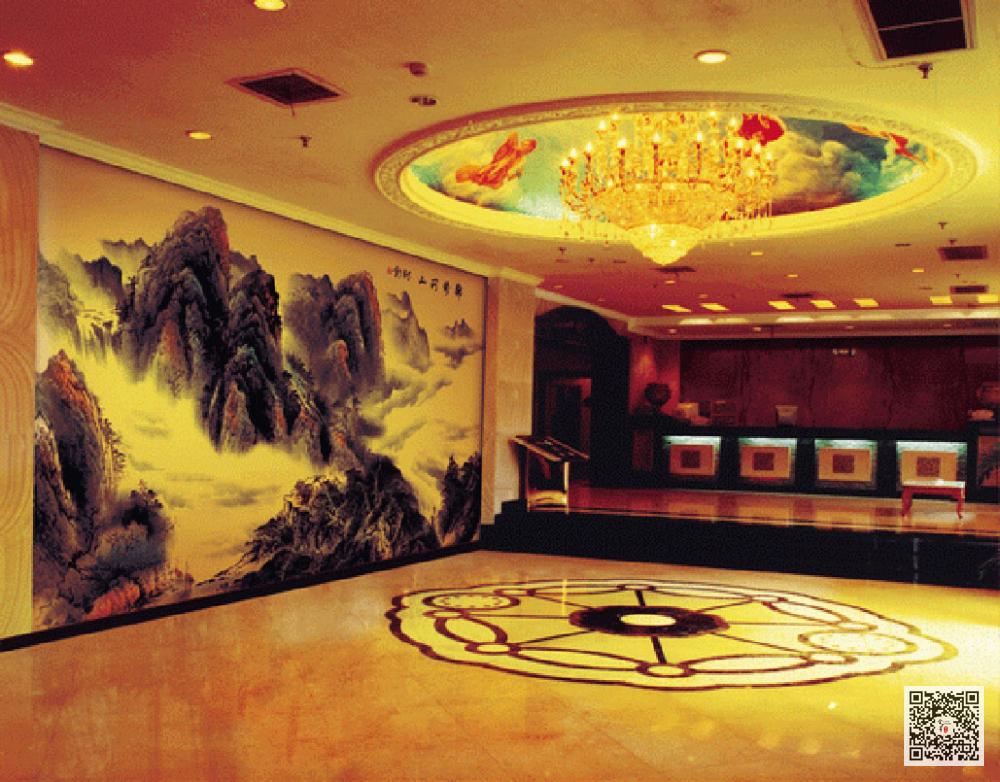 郑州麒麟酒店大堂国壁画_酒店大堂国画壁画定制