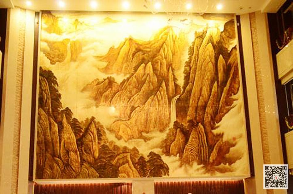 郑州酒店山水国画_酒店大堂山水国画壁画
